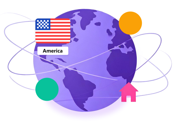 United States flag on a globe illustration